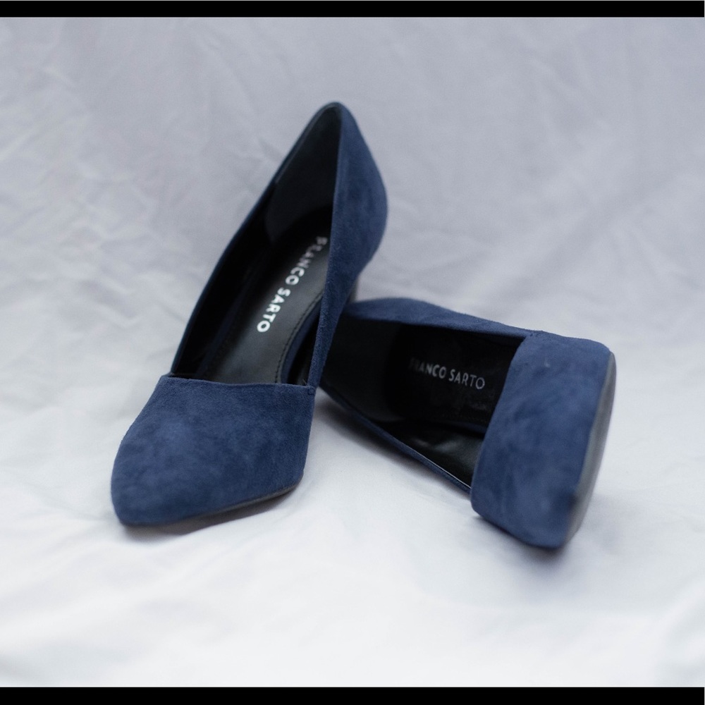 Franco Sarto Blue Suede Heels